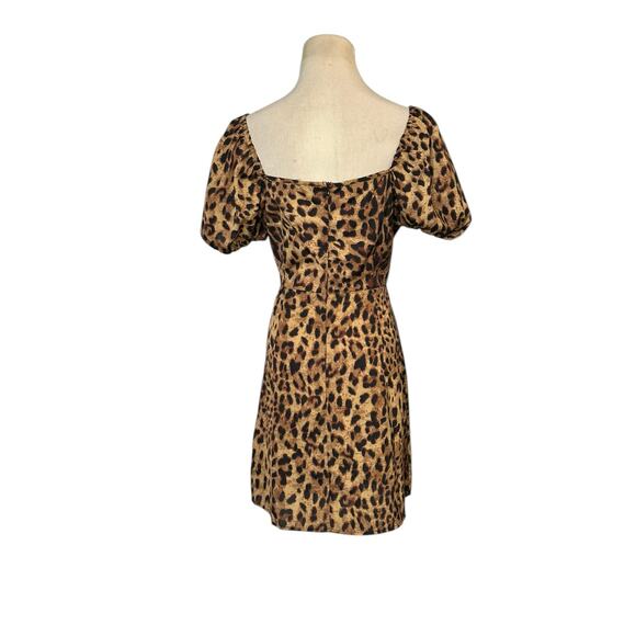 PrettyLittleThing brown black leopard print puff sleeves mini dress size 8 - Picture 11 of 13